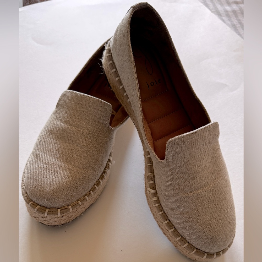 J by Joie Cara Women's Platform Espadrille Slip-On Memory Foam Linen shoes 8.5